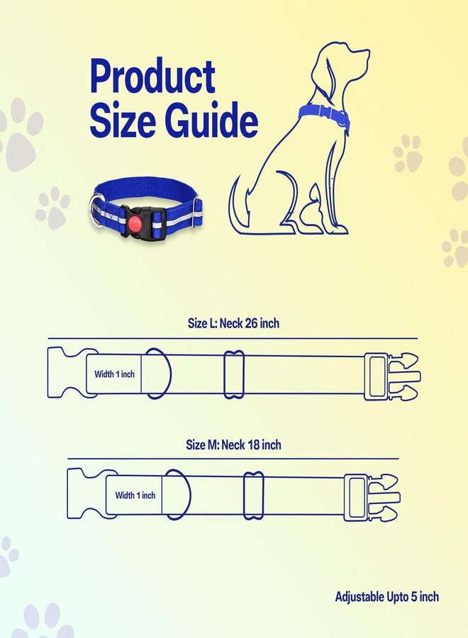 ADIL'S Nylon Reflective Dog Collar 1 Inch Width - Adjustable Heavy Duty Pet Collars with Quick Release Buckle & D-Ring for leashes Suitable for All Breeds, Size: M, Blue - Image 5